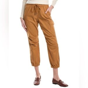 Cabi Jargon Jogger Nutmeg Tan Cargo Pants Barrel Leg Elastic Waist